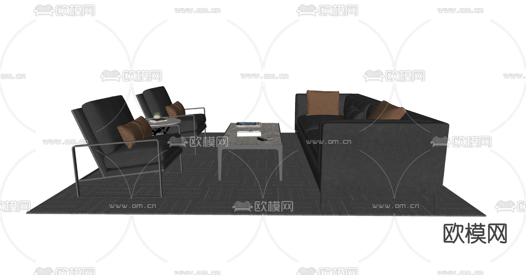 现代办公沙发su模型下载（渲染图2）