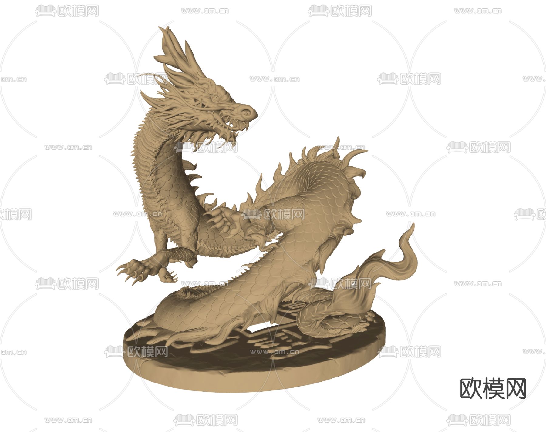 中式龙雕塑su模型下载（渲染图2）