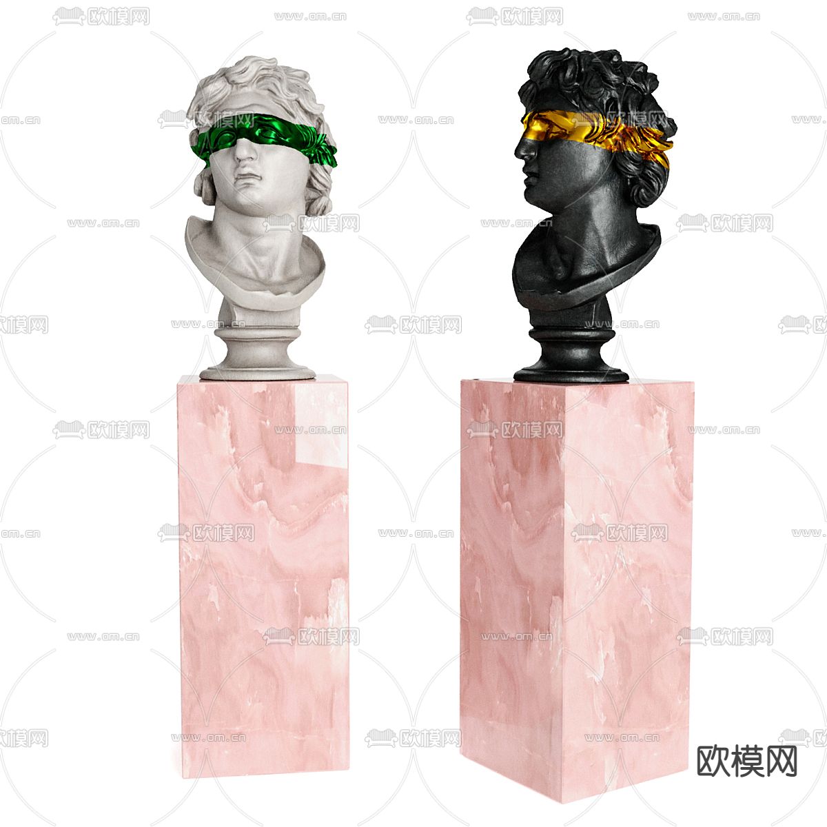 人物雕塑摆件3d模型下载（渲染图2）