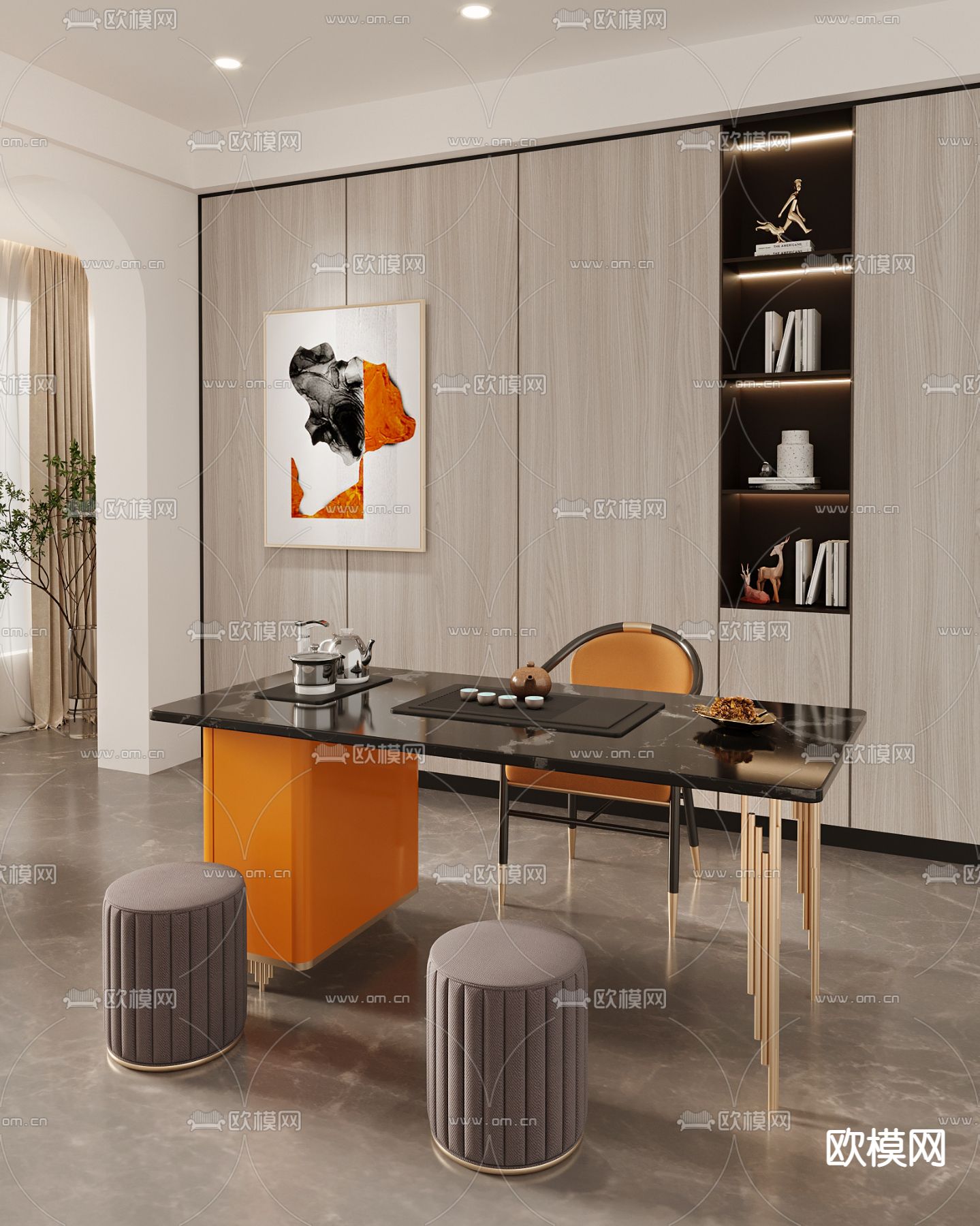 轻奢茶桌 茶台3d模型下载