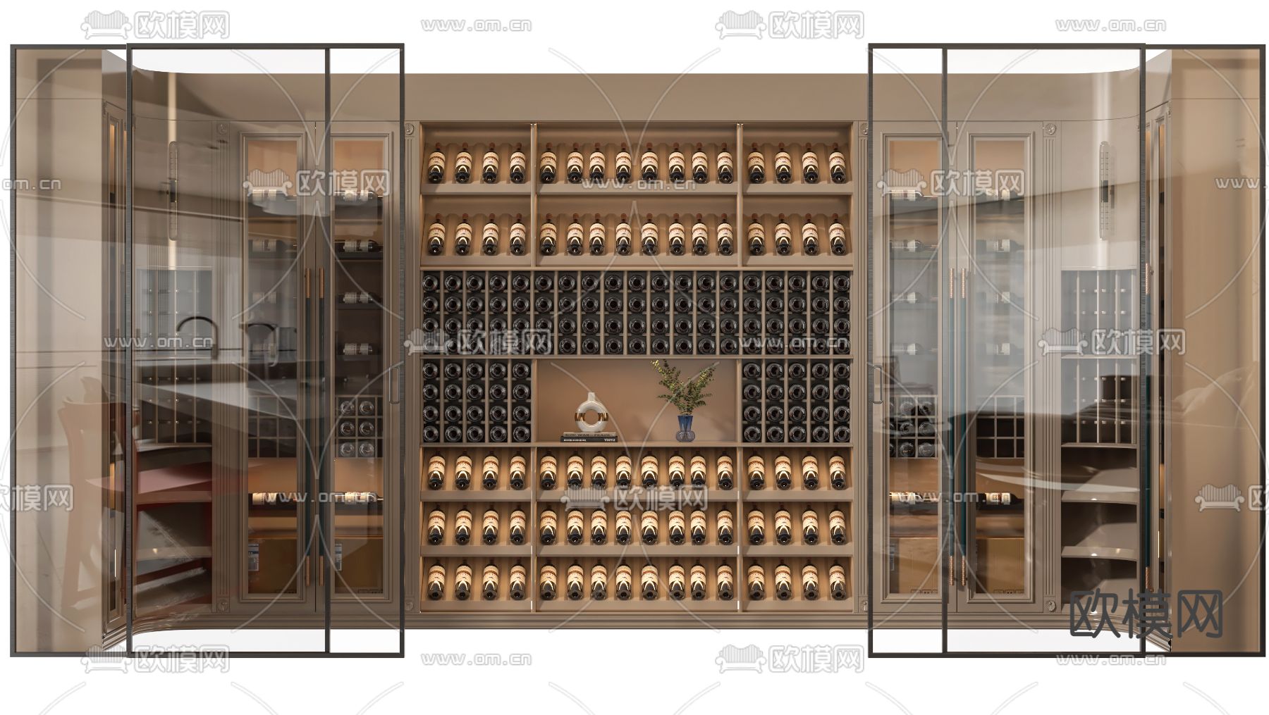 欧式酒柜3d模型下载