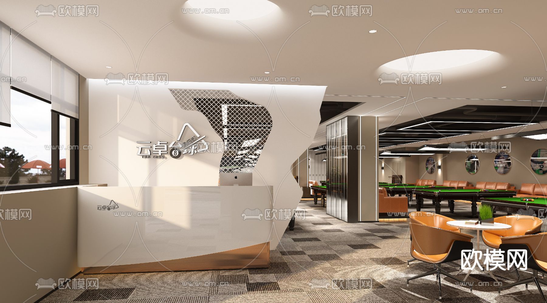 台球室大厅 走廊3d模型下载（渲染图4）