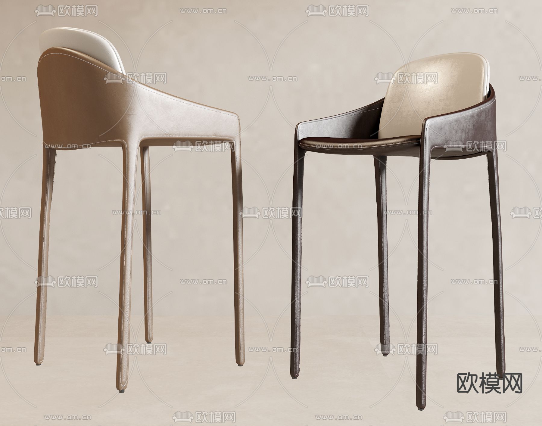 皮革吧椅 吧凳3d模型下载