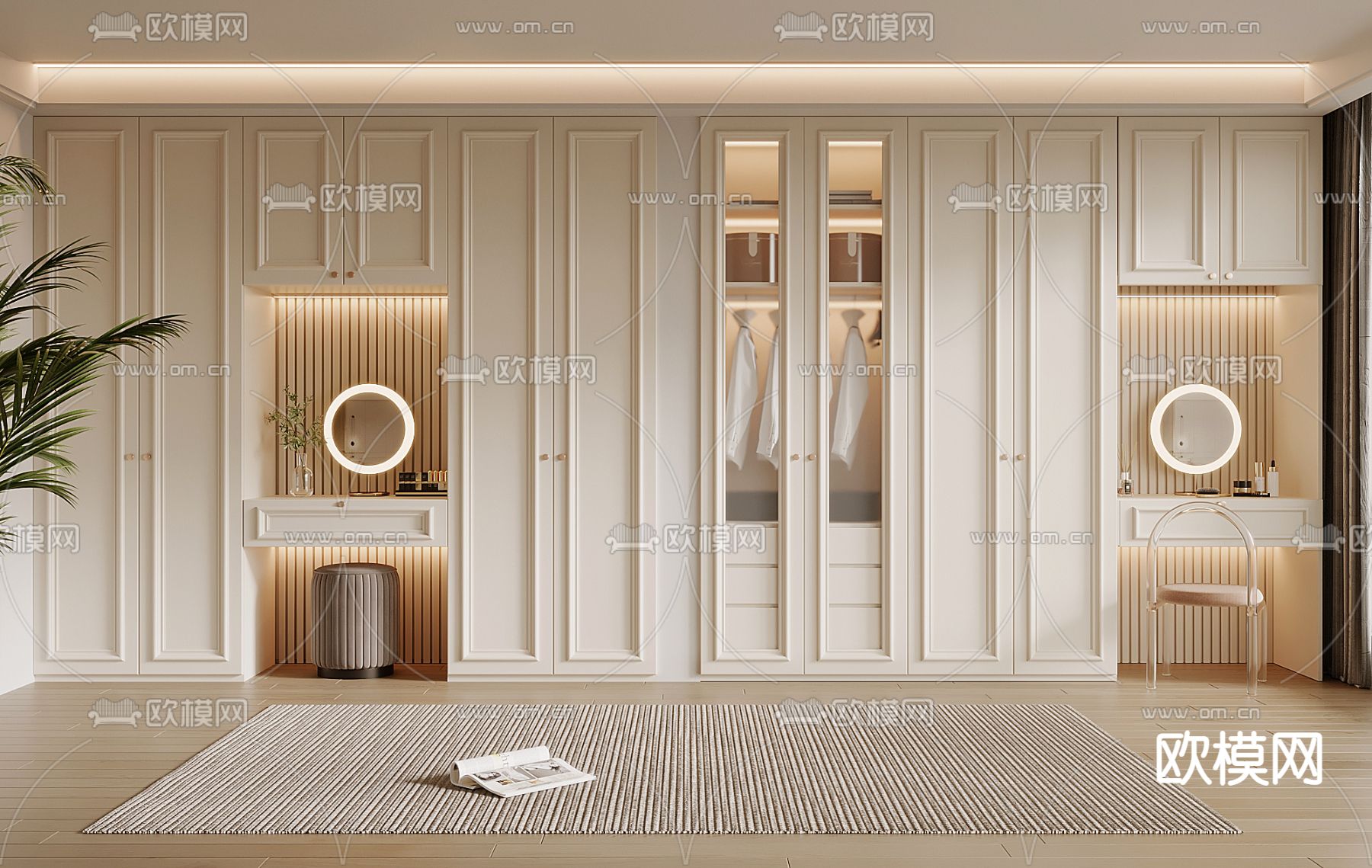一体式衣柜 化妆台3d模型下载