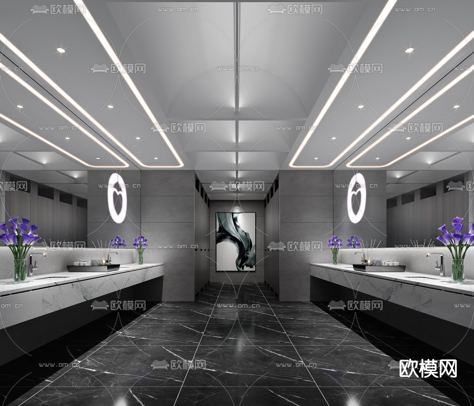 现代公共卫生间3d模型下载