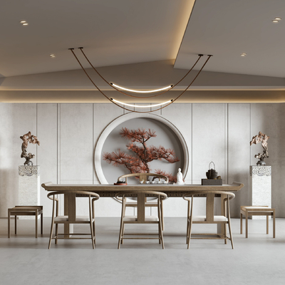 新中式茶室su模型