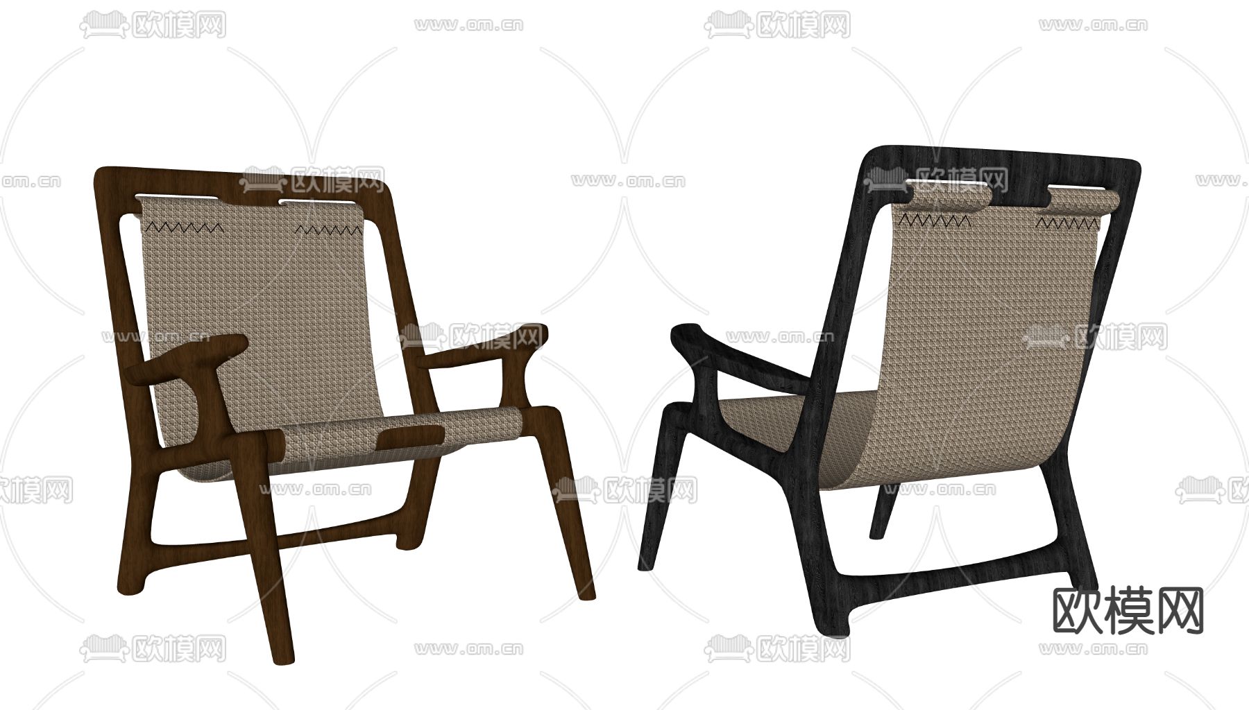 现代休闲椅su模型下载（渲染图2）