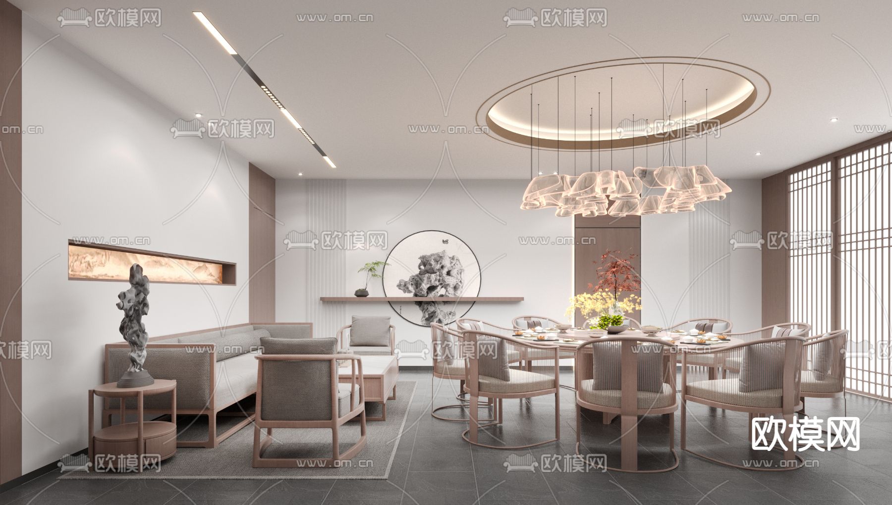 中餐厅包间 包房 包厢3d模型下载（渲染图1）