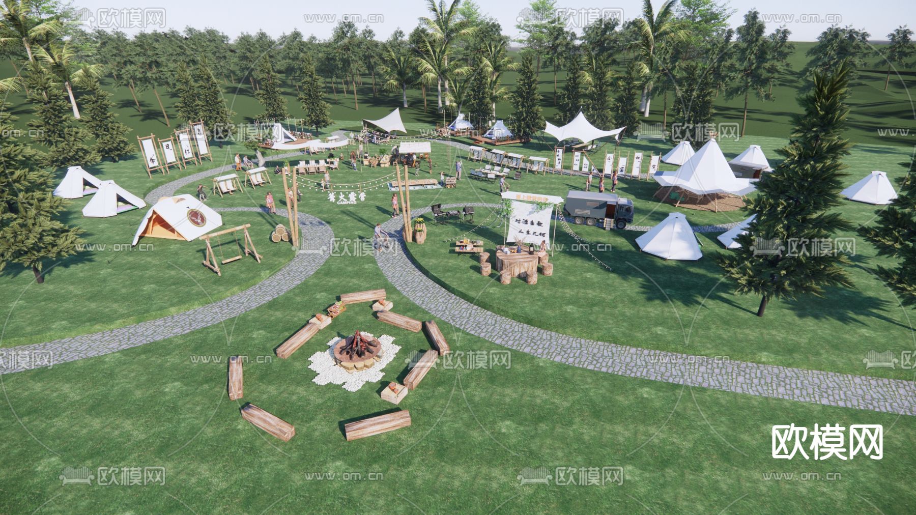 露营公园 露营基地su模型