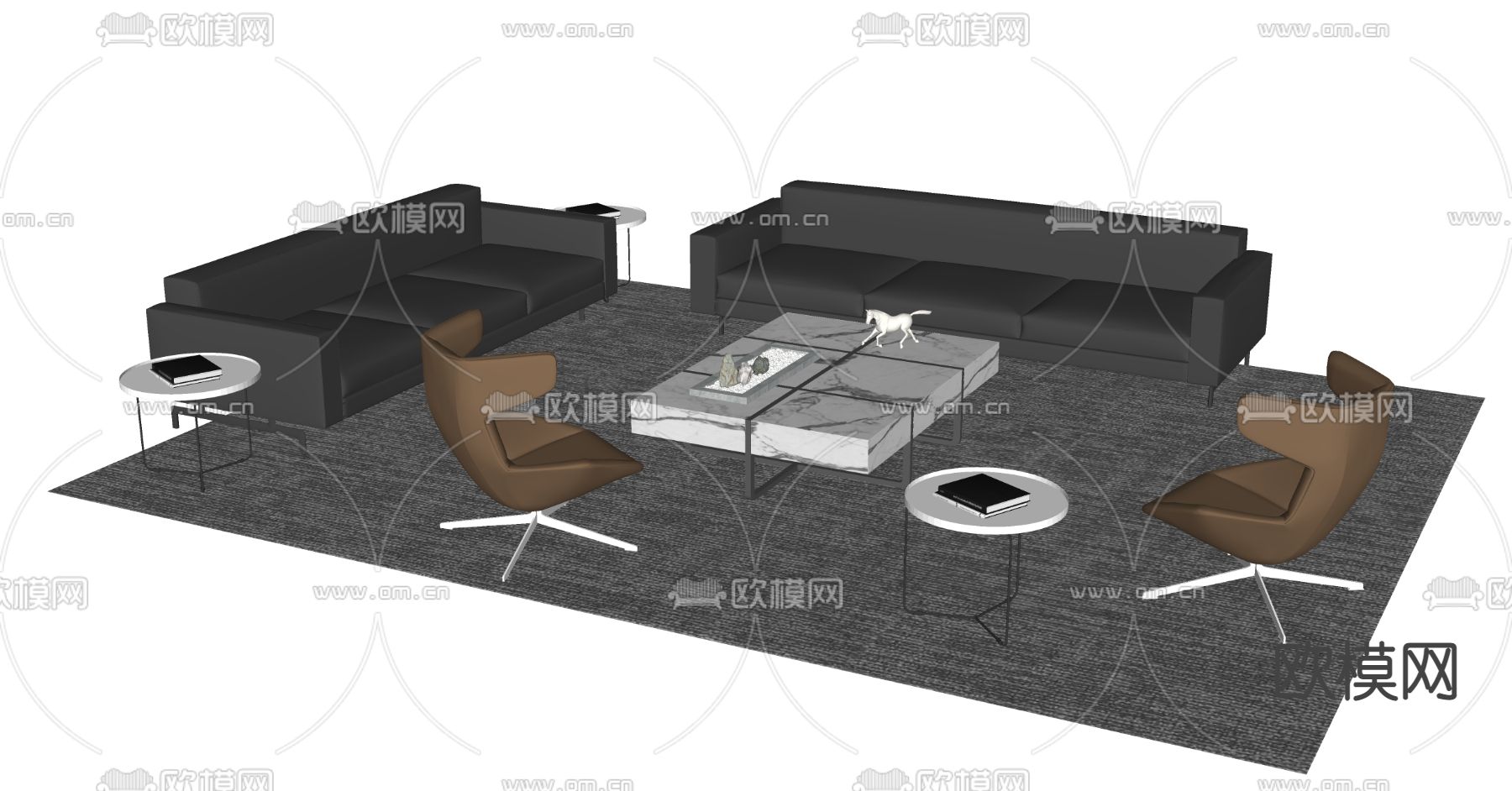 现代办公沙发su模型下载（渲染图2）