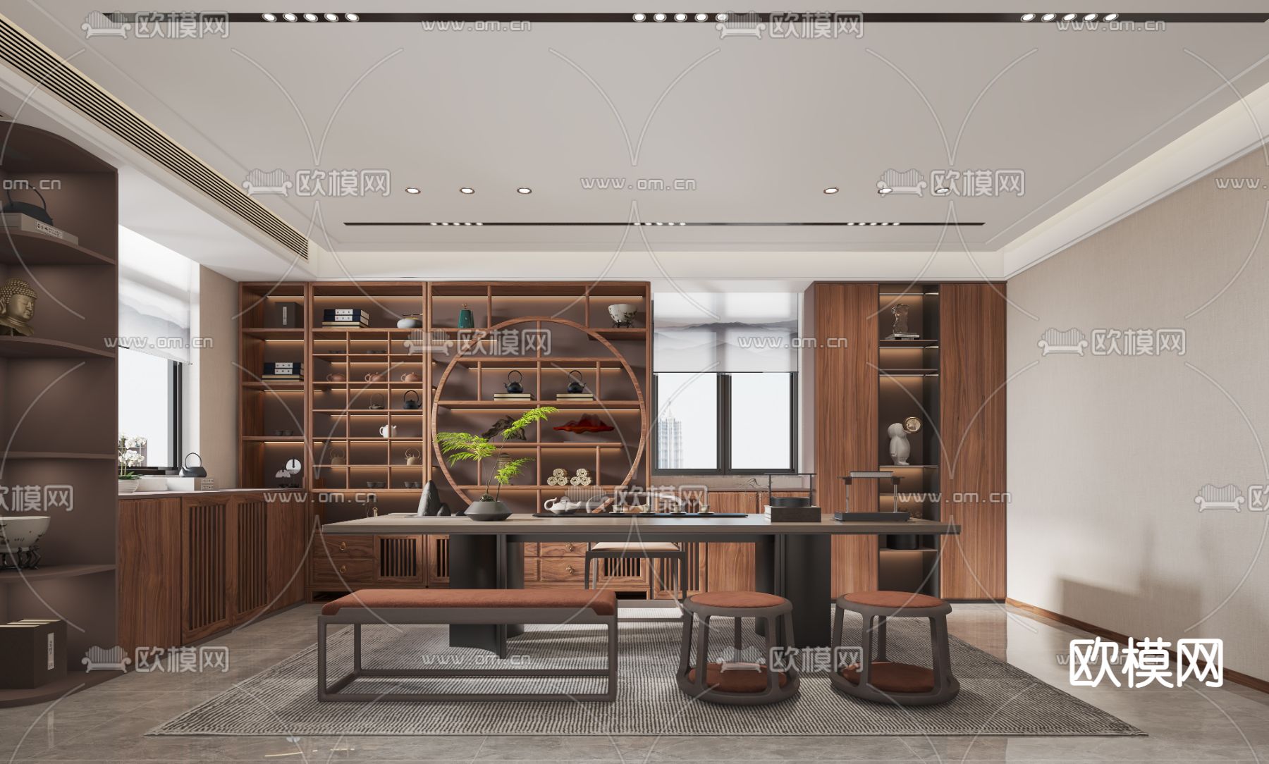 新中式茶室3d模型下载