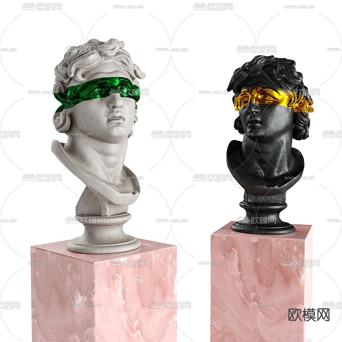 人物雕塑摆件3d模型下载（渲染图1）