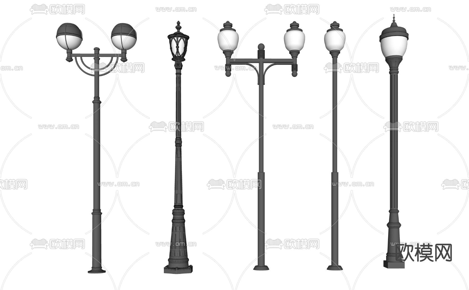 现代路灯 户外灯su模型下载（渲染图2）