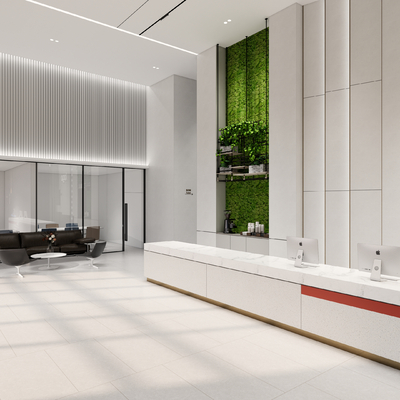  现代办公大堂 接待大厅su模型 