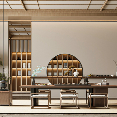 新中式茶室su模型