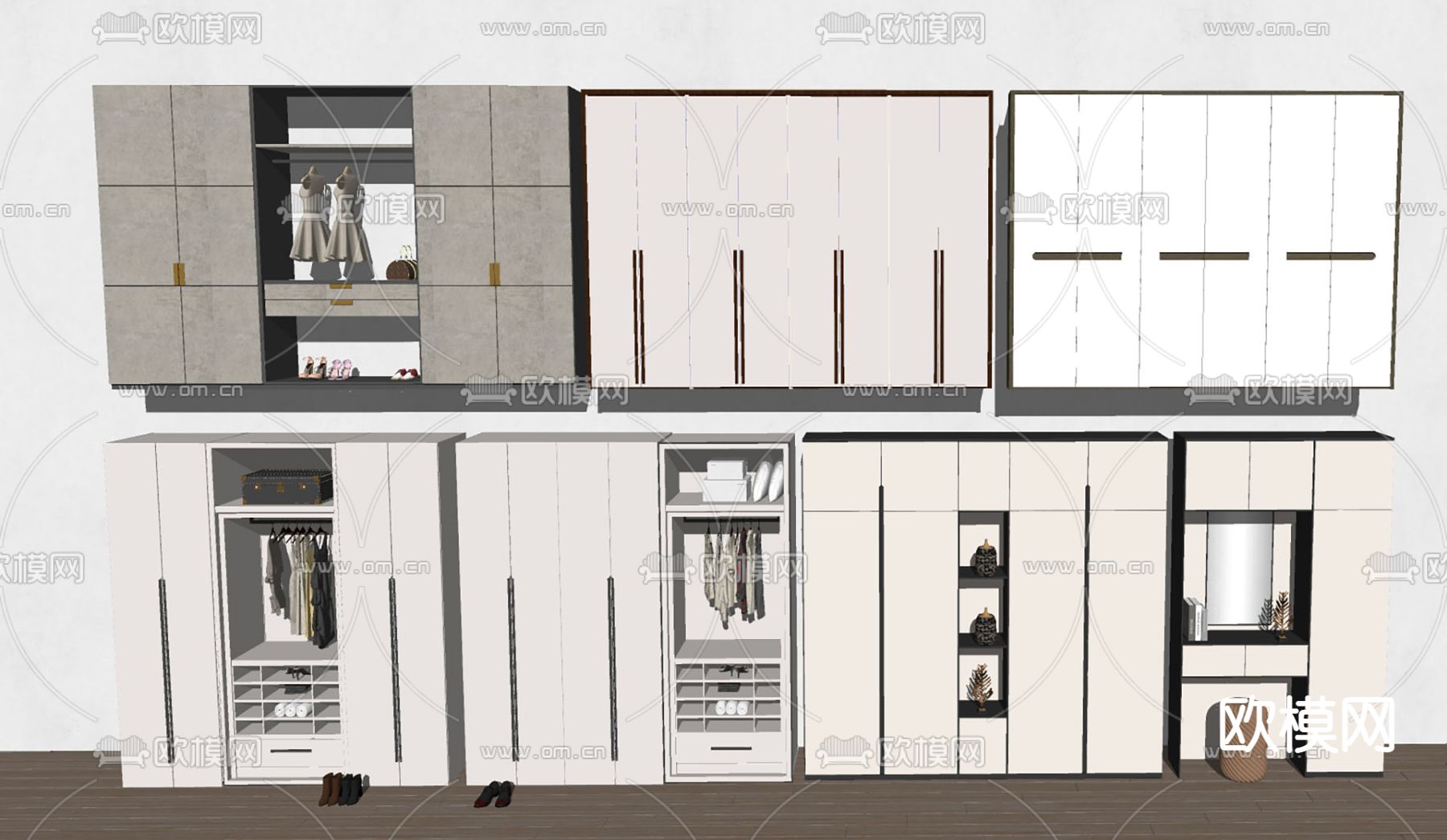 现代衣柜su模型下载（渲染图2）