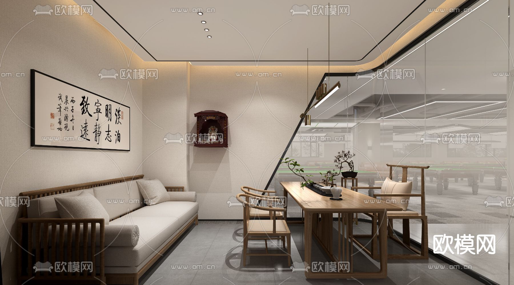 台球室大厅 走廊3d模型下载（渲染图7）