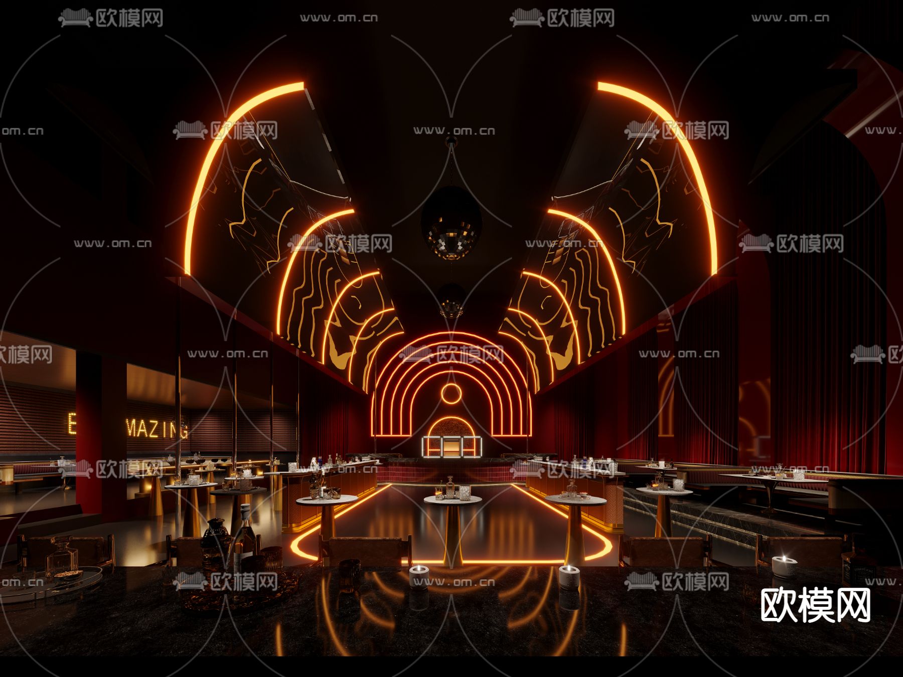 暗黑风酒吧 夜总会3d模型下载