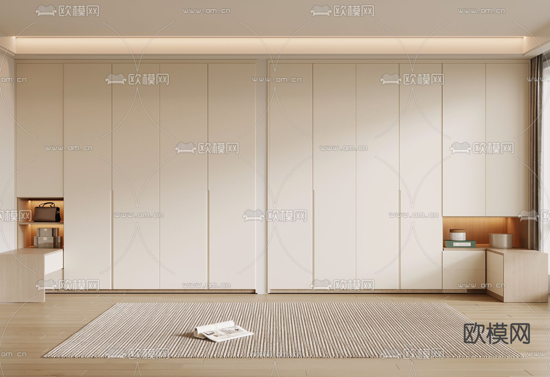 奶油风衣柜 衣橱3d模型下载