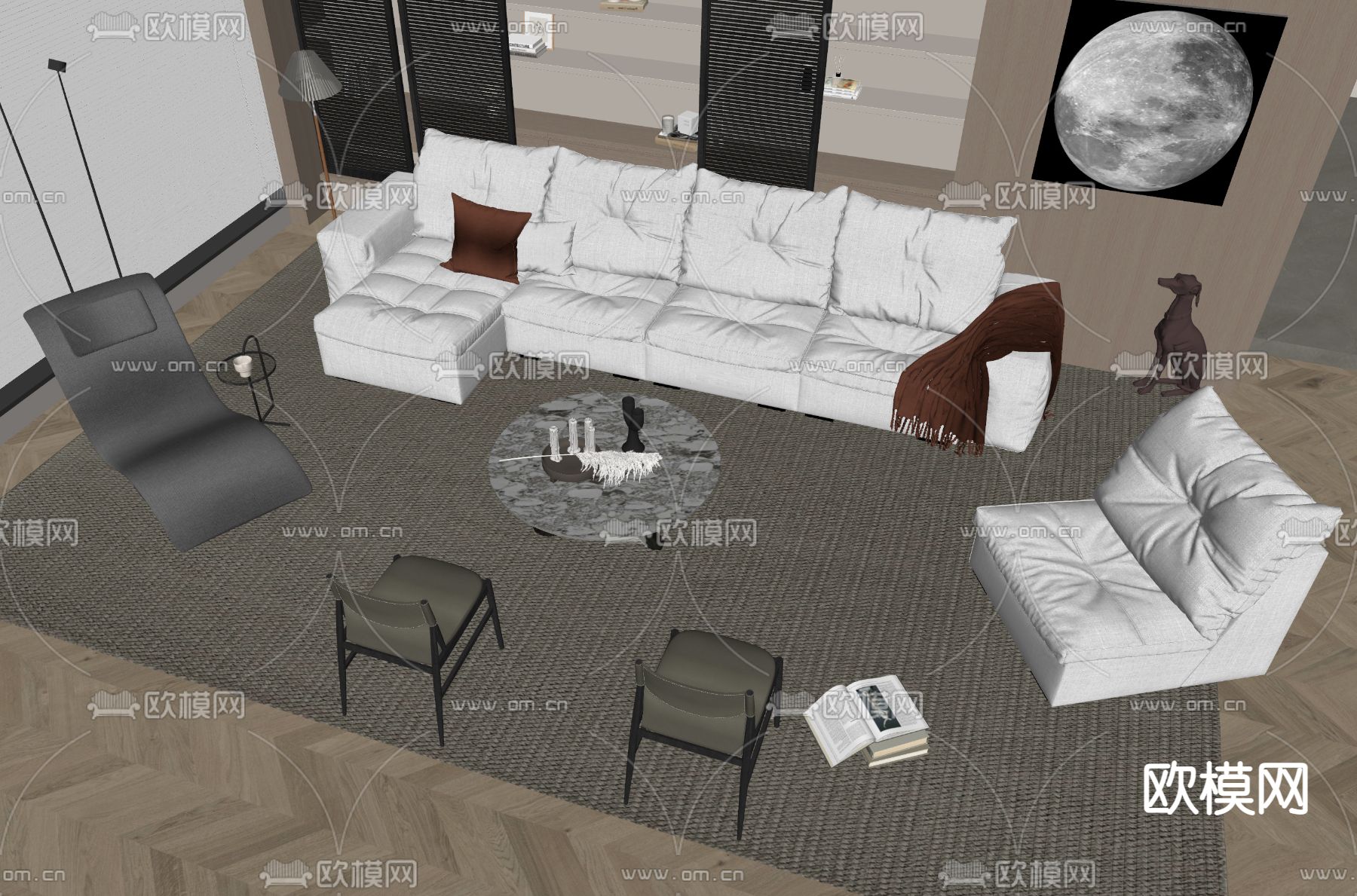 Minotti 组合沙发su模型下载（渲染图2）