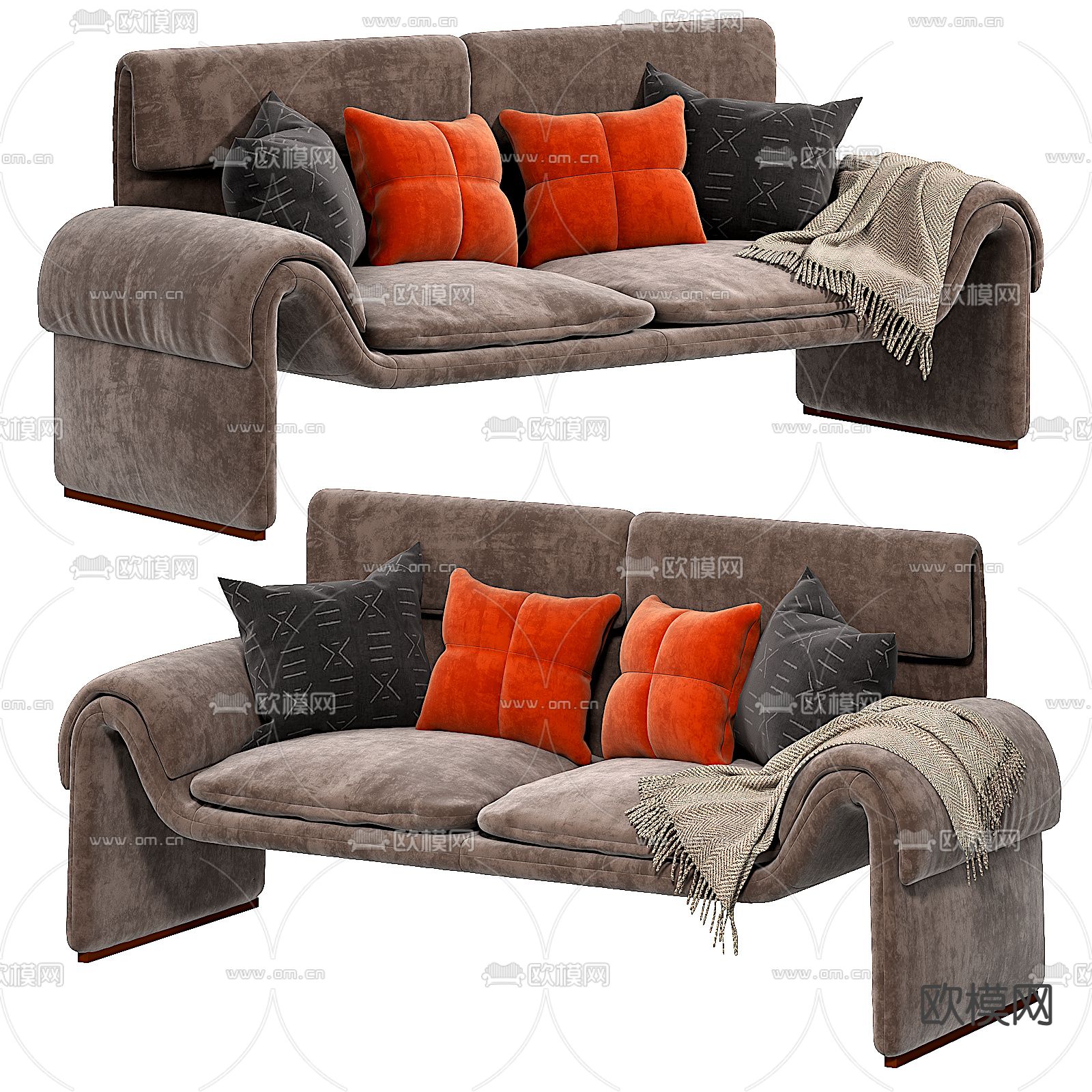 现代双人沙发3d模型下载（渲染图3）