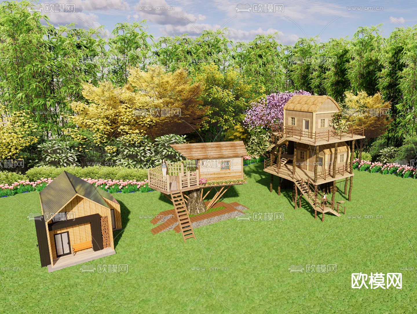 现代木屋 树屋su模型下载（渲染图1）