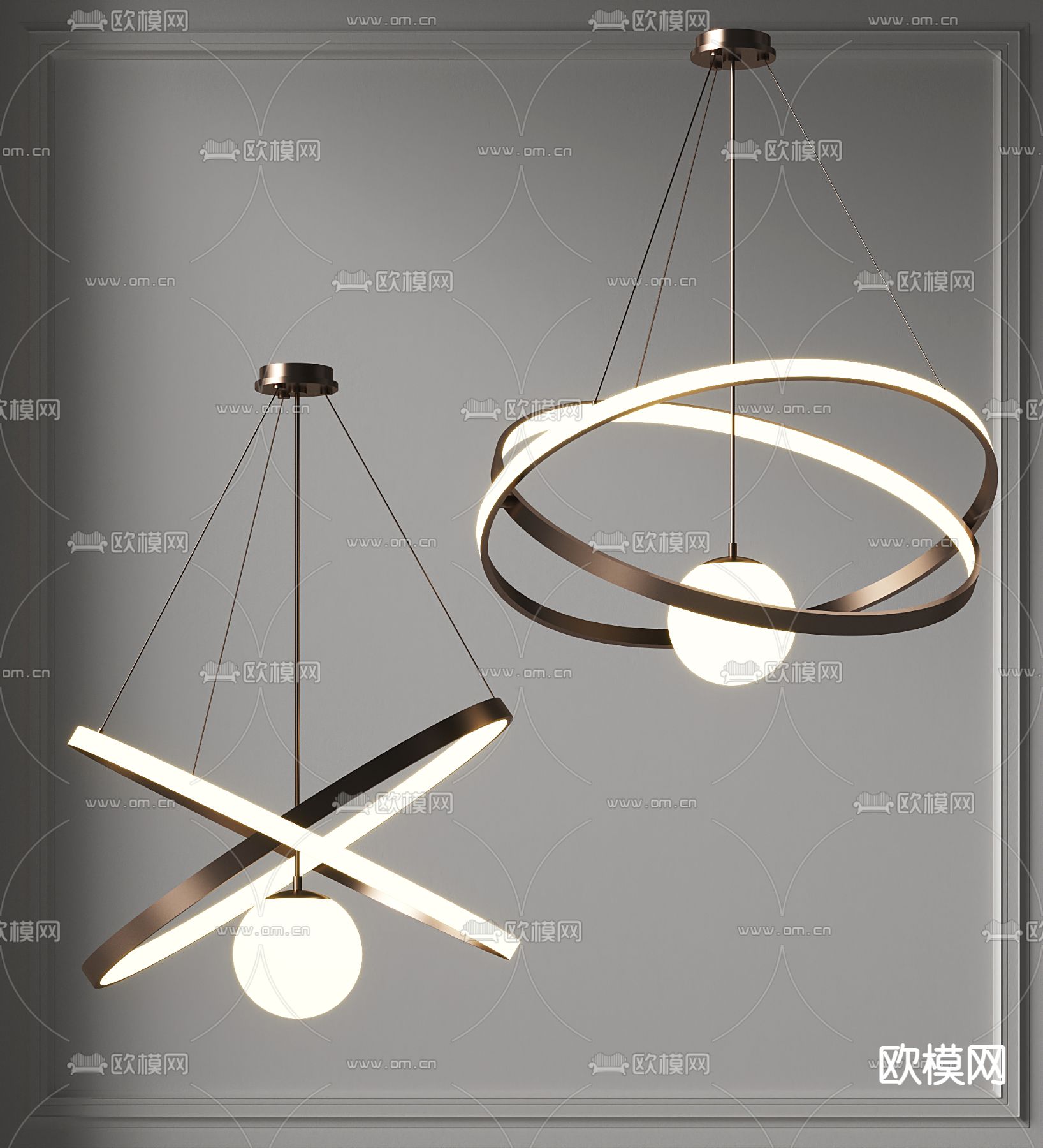 环形吊灯 大厅吊灯3d模型下载_ID14028061_3dmax免费模型-欧模网