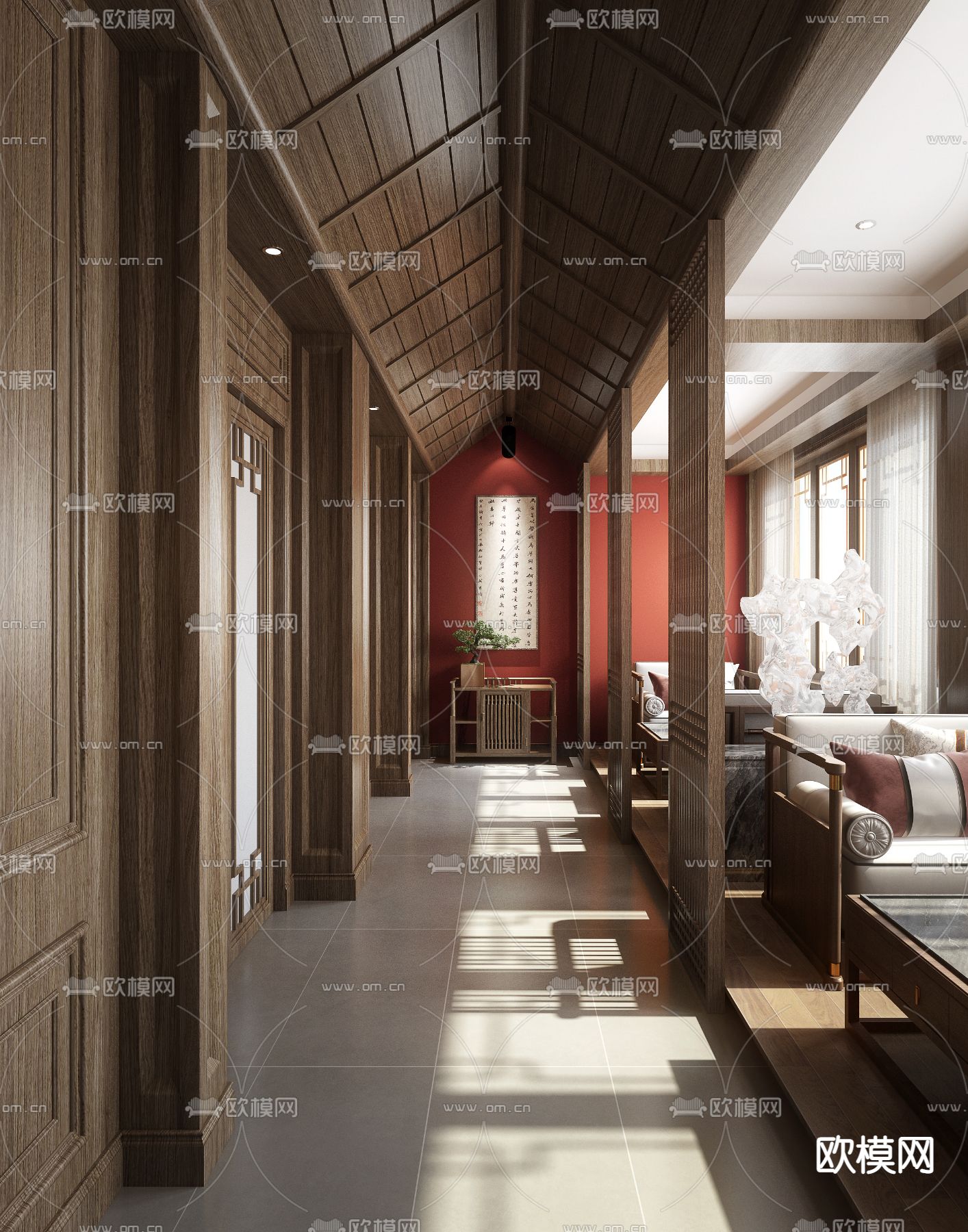 新中式茶楼 茶馆3d模型下载