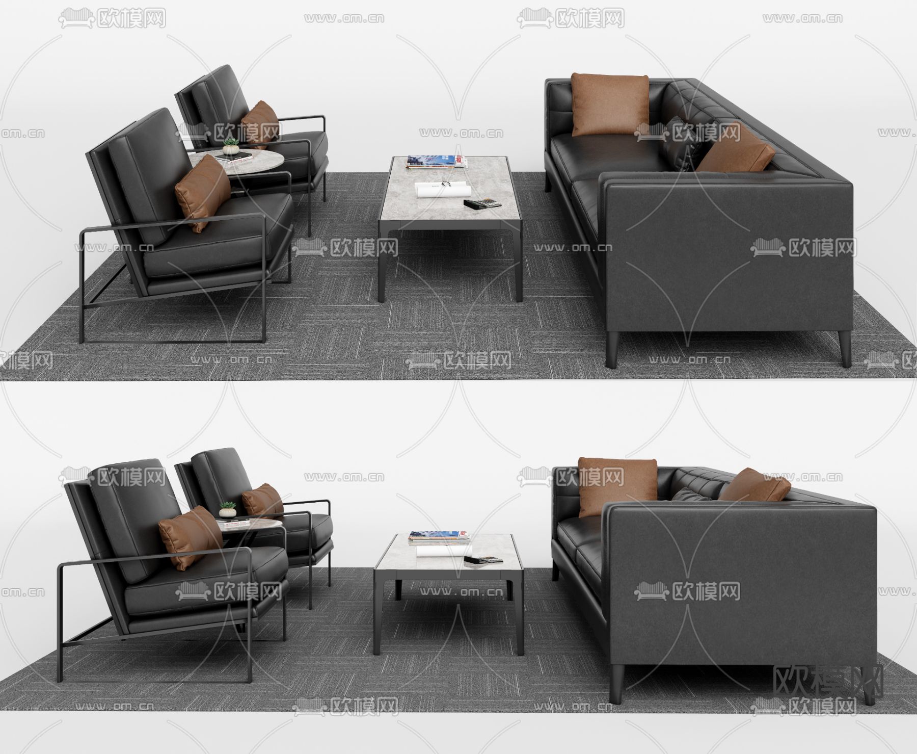 现代办公沙发su模型下载（渲染图1）