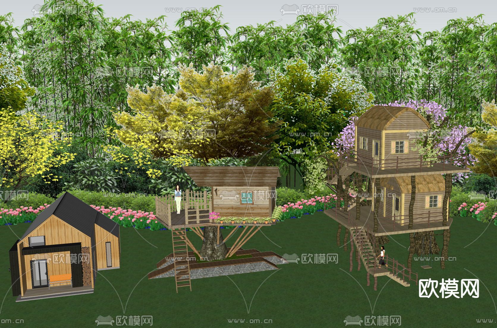 现代木屋 树屋su模型下载（渲染图2）