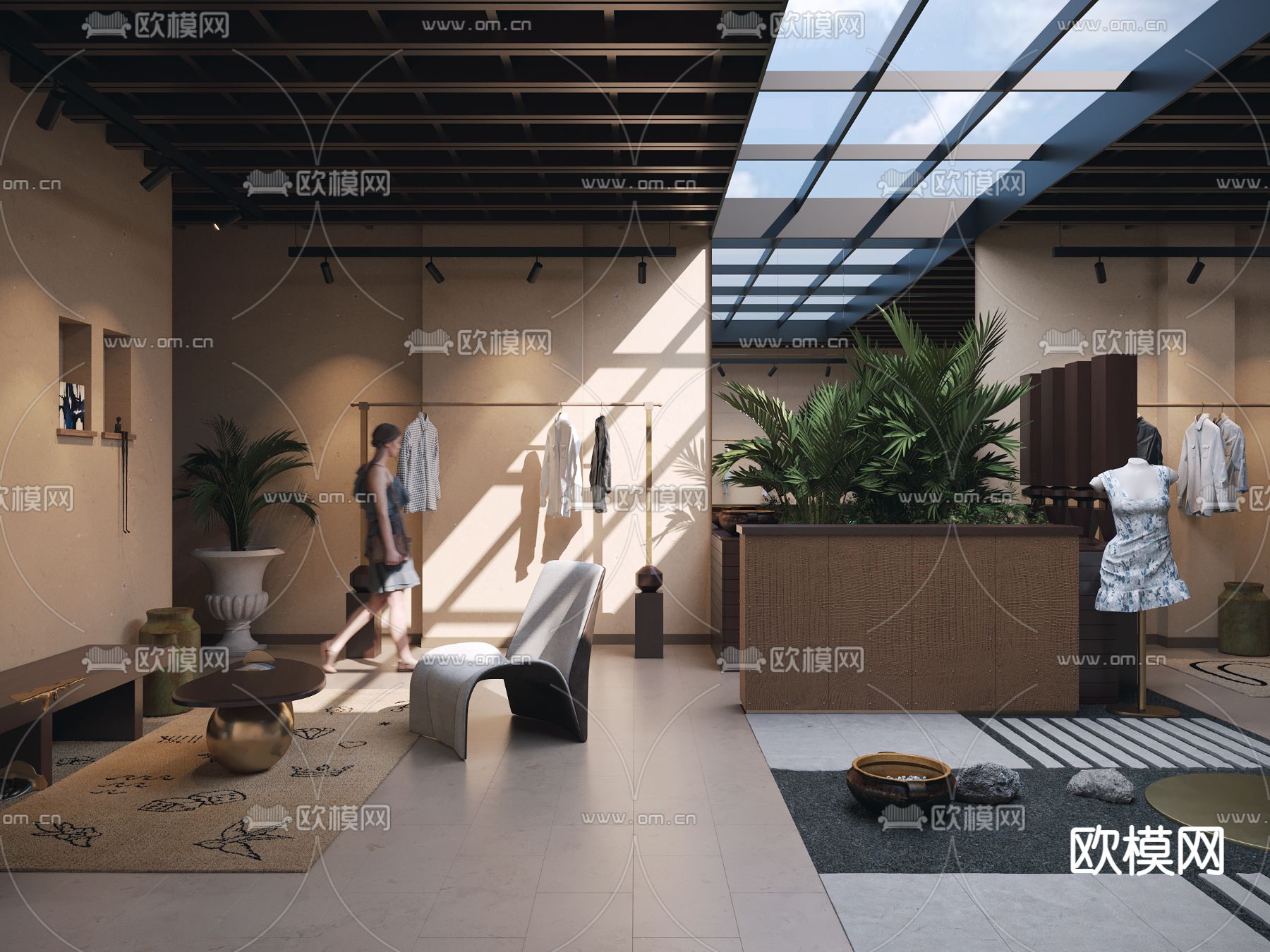 中古风服装店 女装店3d模型下载（渲染图2）