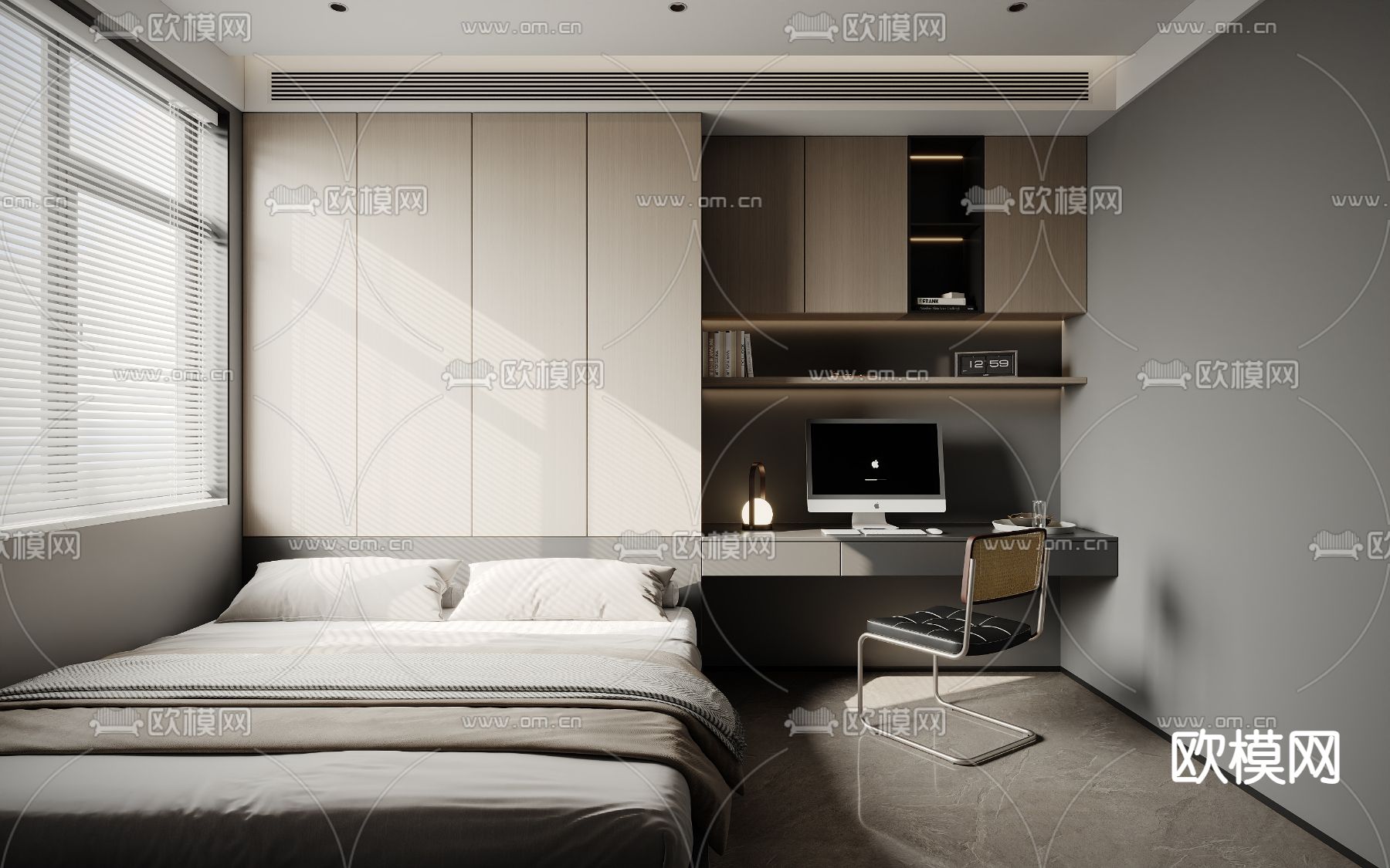 榻榻米卧室3d模型下载（渲染图1）