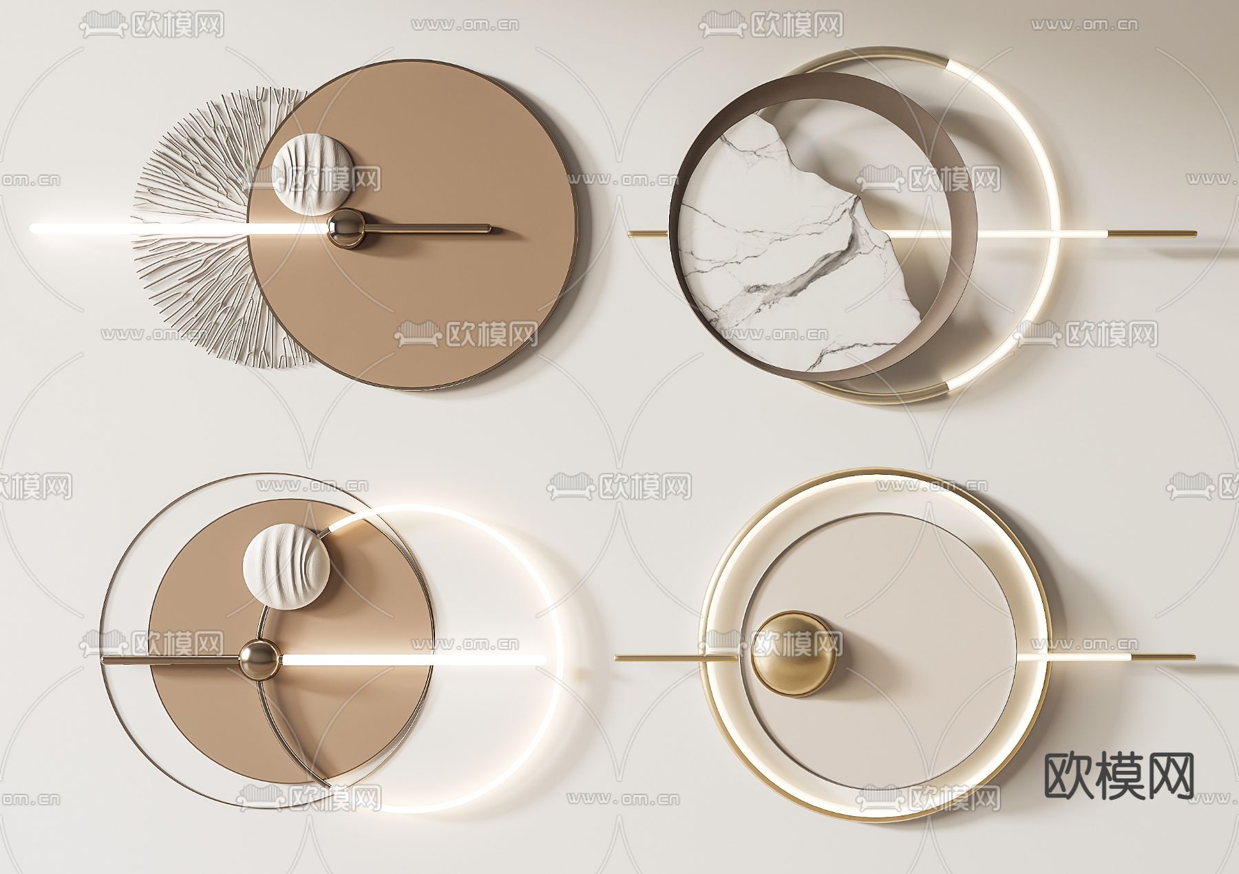 轻奢墙饰 挂件 壁画灯3d模型下载