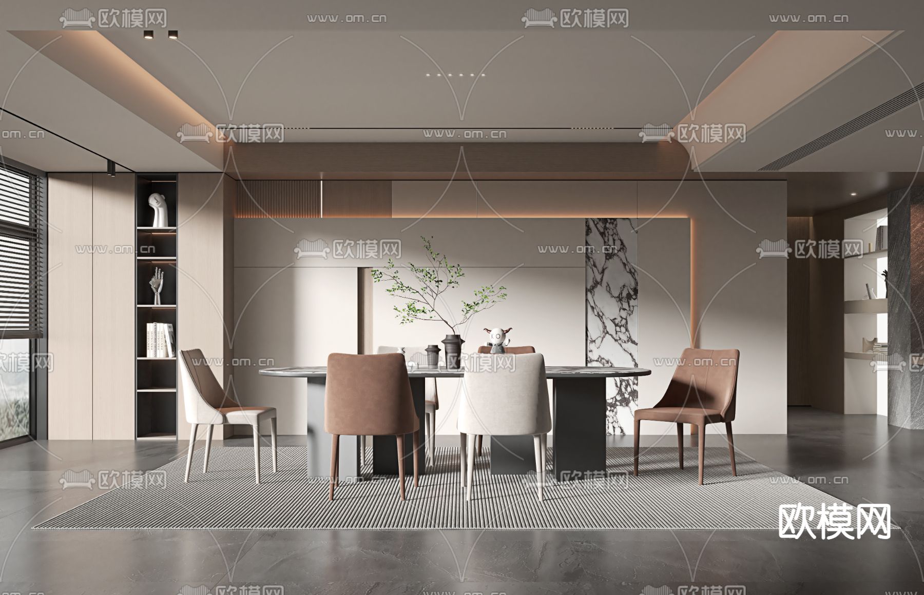 现代餐厅3d模型下载_ID14028246_3dmax免费模型-欧模网