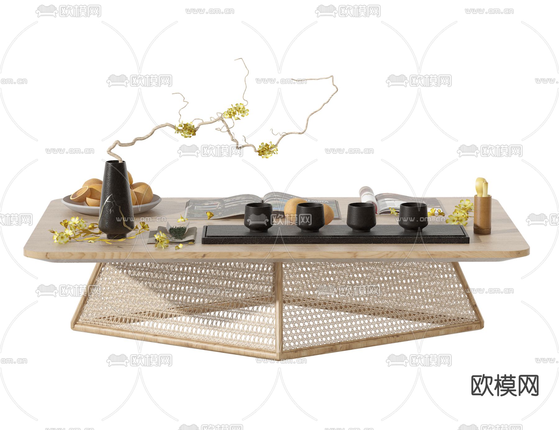 侘寂风茶桌 茶台3d模型下载