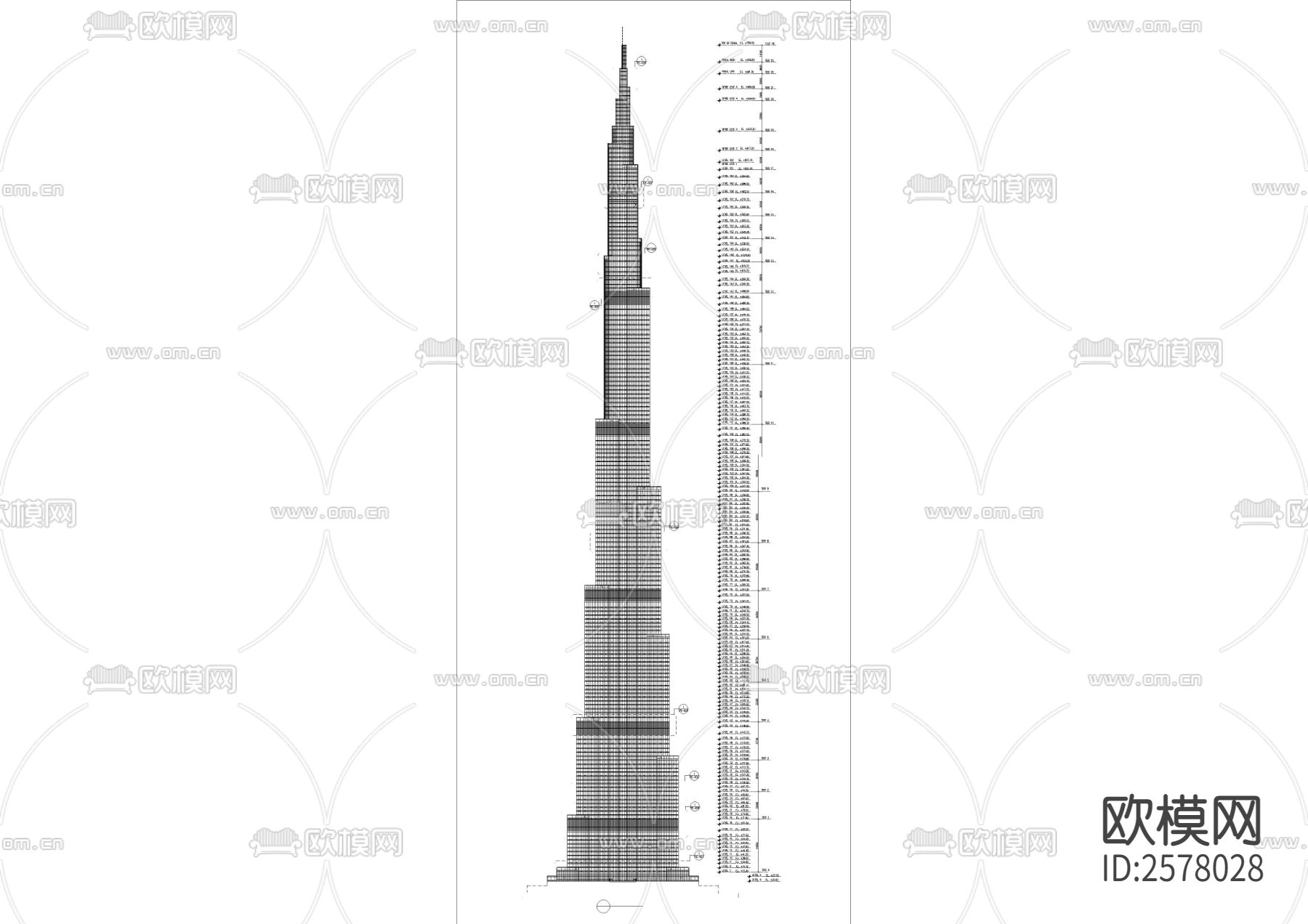 迪拜塔立面节点大样下载（渲染图3）