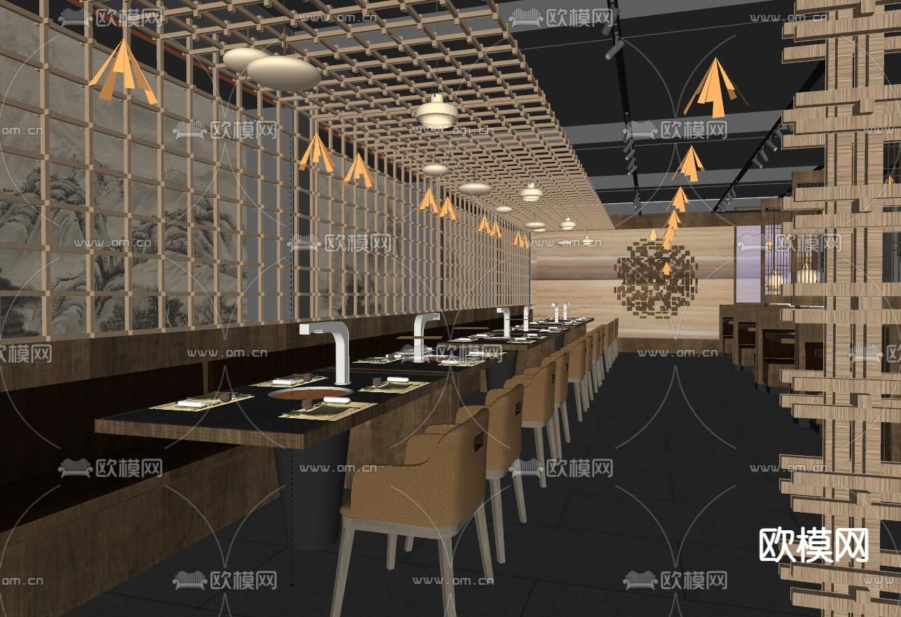 侘寂风烧烤店su模型下载（渲染图5）