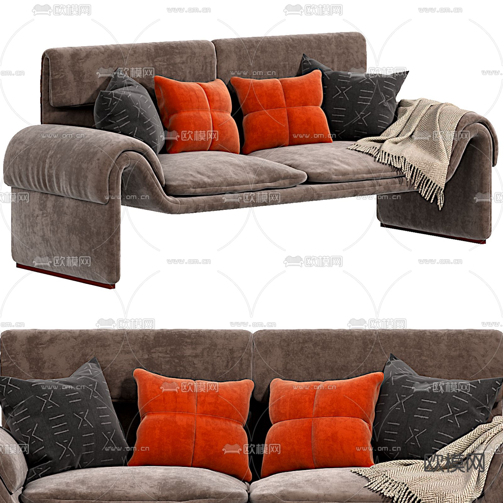 现代双人沙发3d模型下载（渲染图2）
