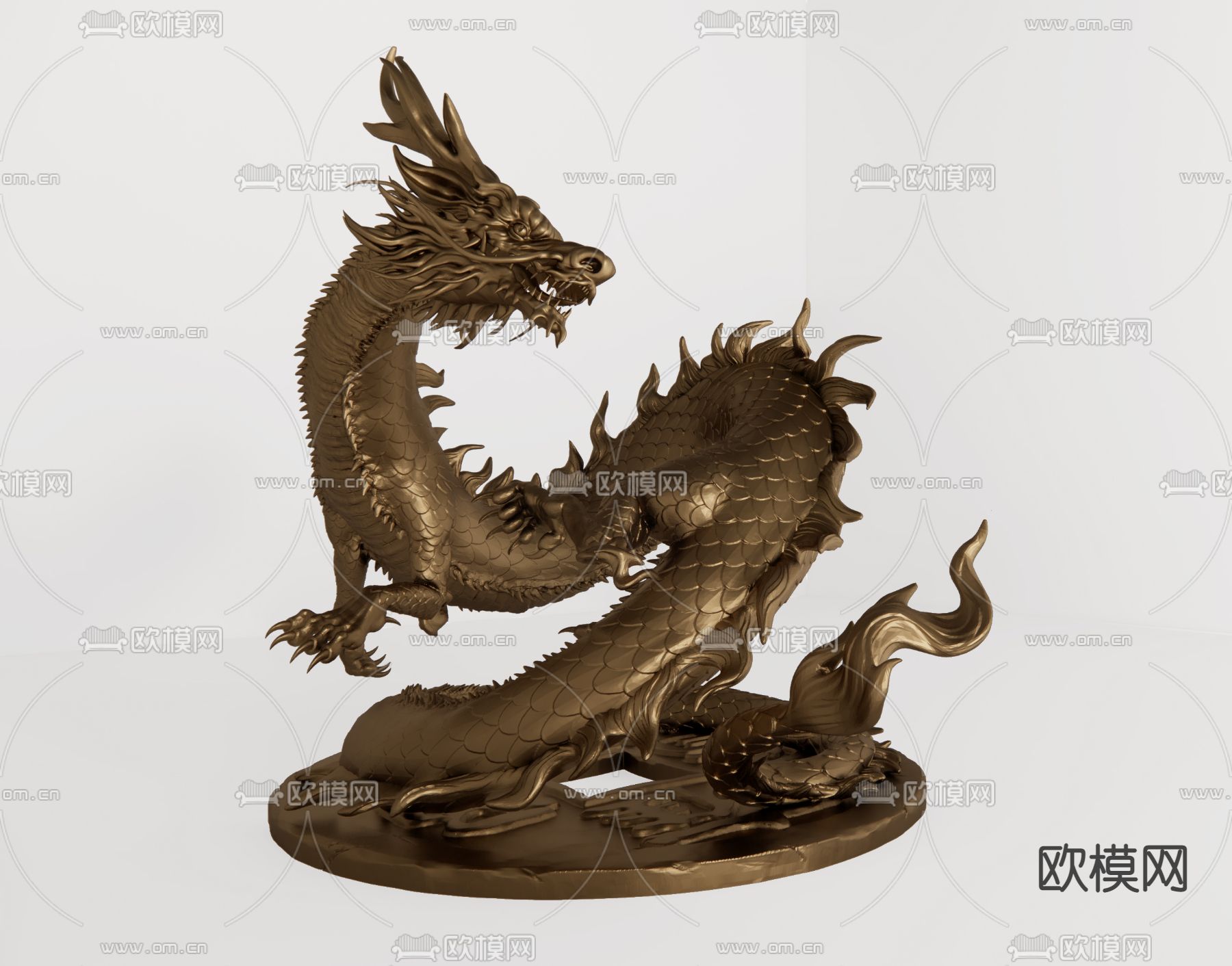 中式龙雕塑su模型下载（渲染图1）