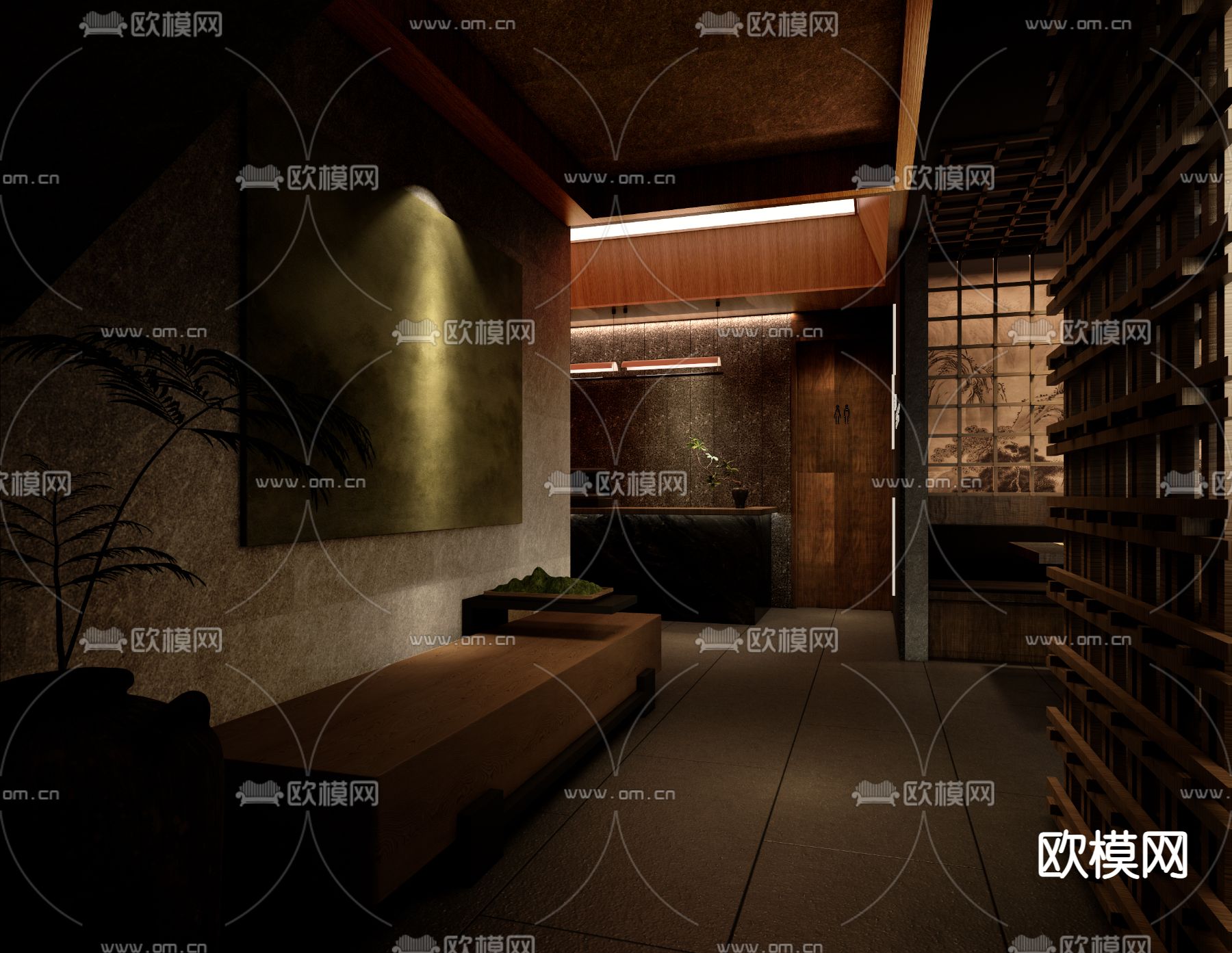 侘寂风烧烤店su模型下载（渲染图2）