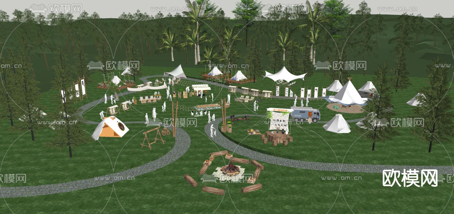 露营公园 露营基地su模型