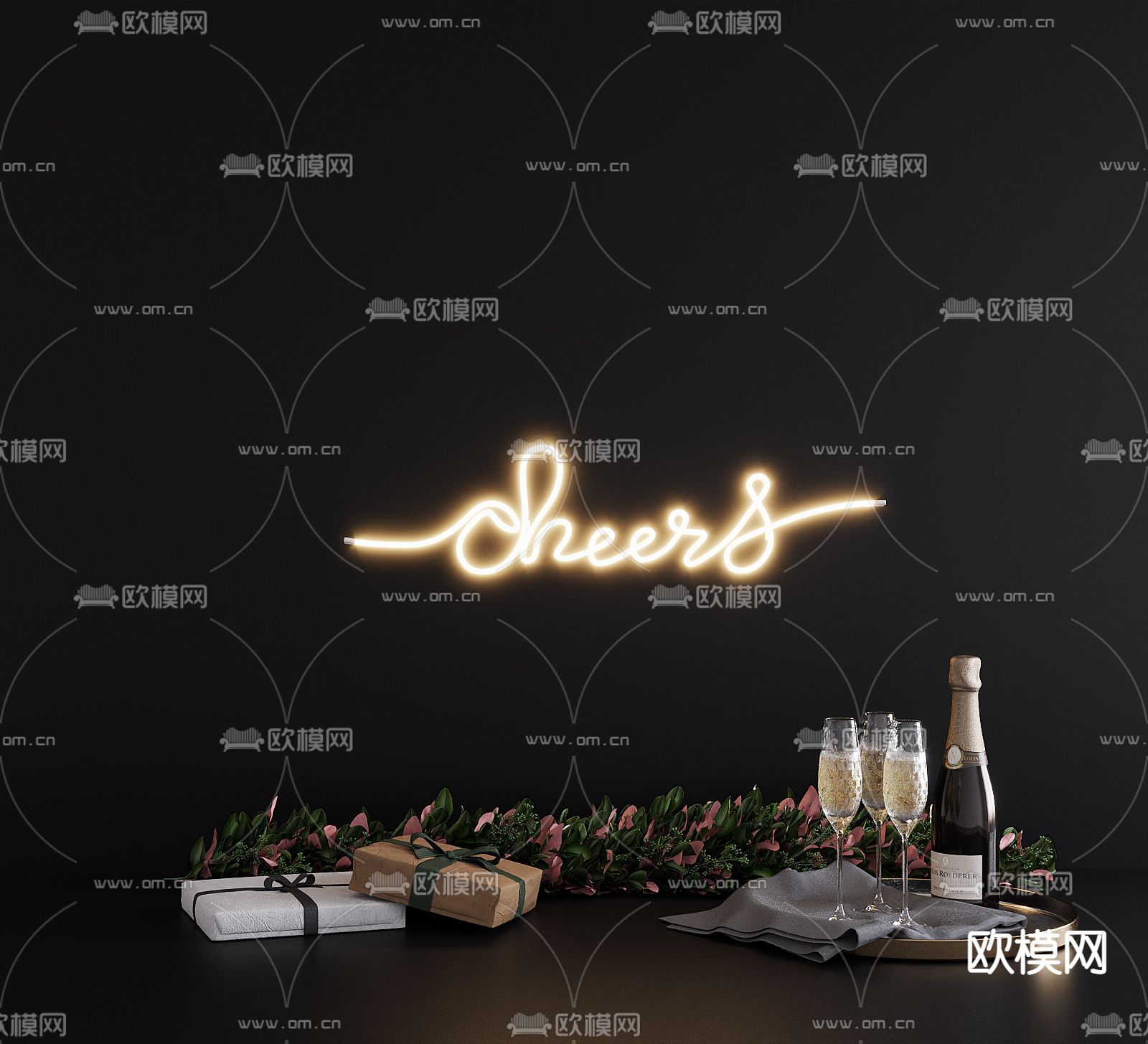 酒瓶 酒水 礼盒免费3d模型下载