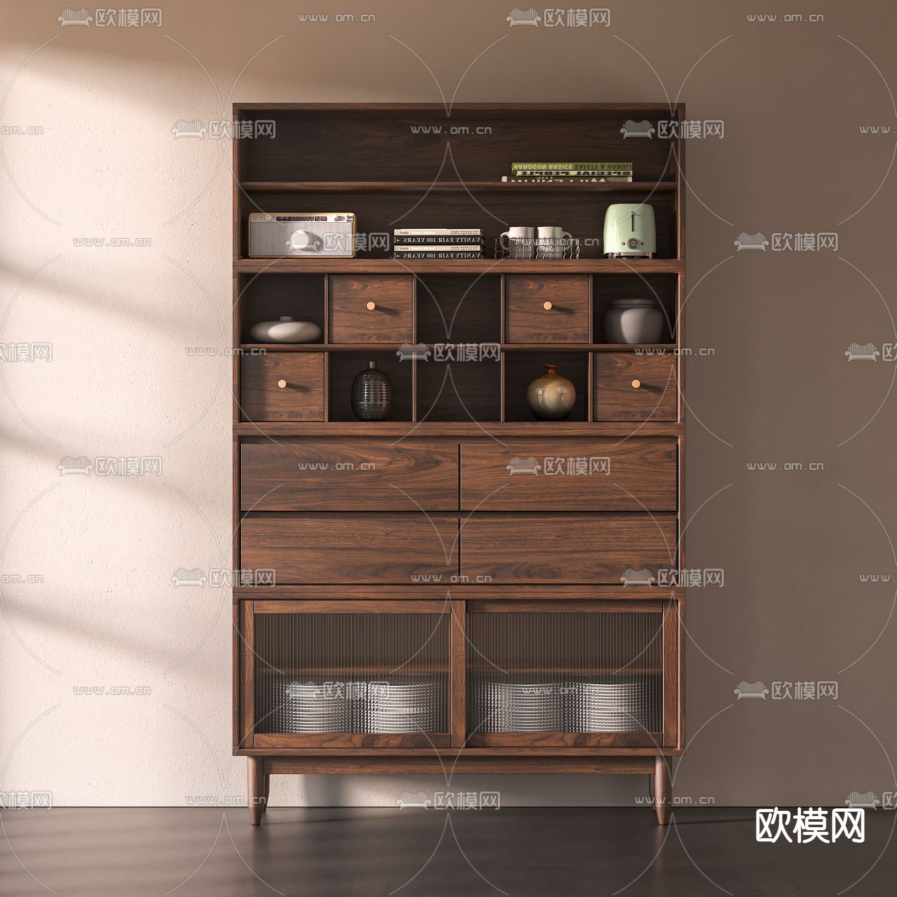 侘寂风餐边柜3d模型下载