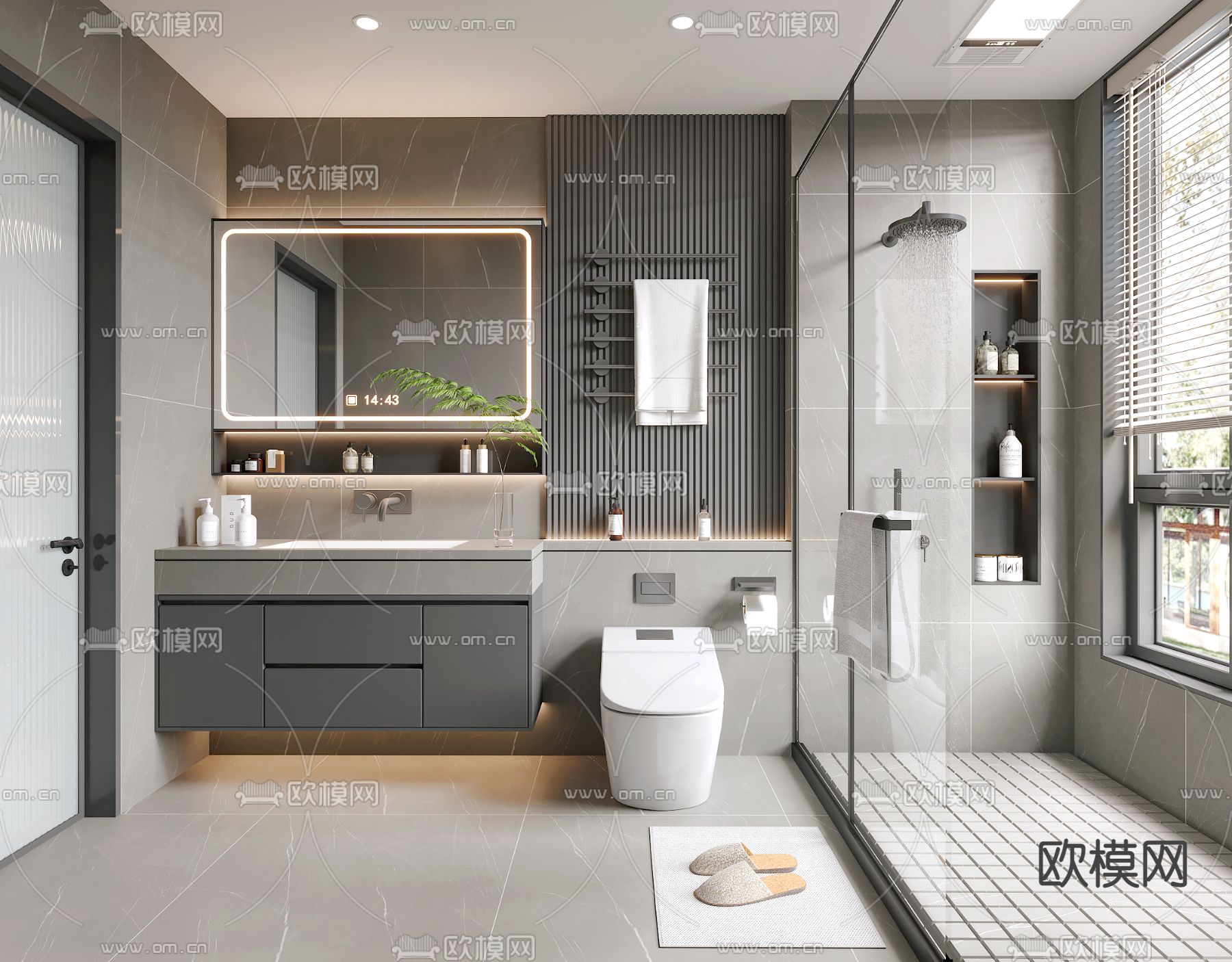 卫生间 浴室3d模型下载_ID14026477_3dmax免费模型-欧模网