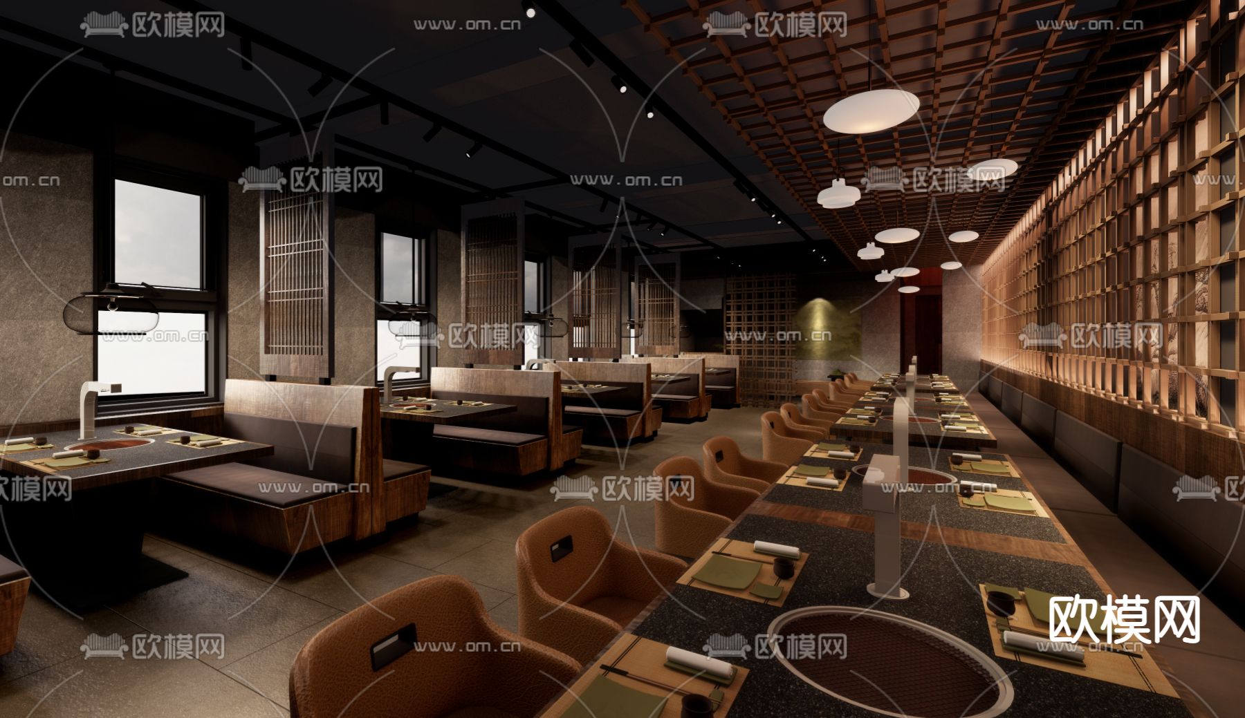 侘寂风烧烤店su模型下载（渲染图1）