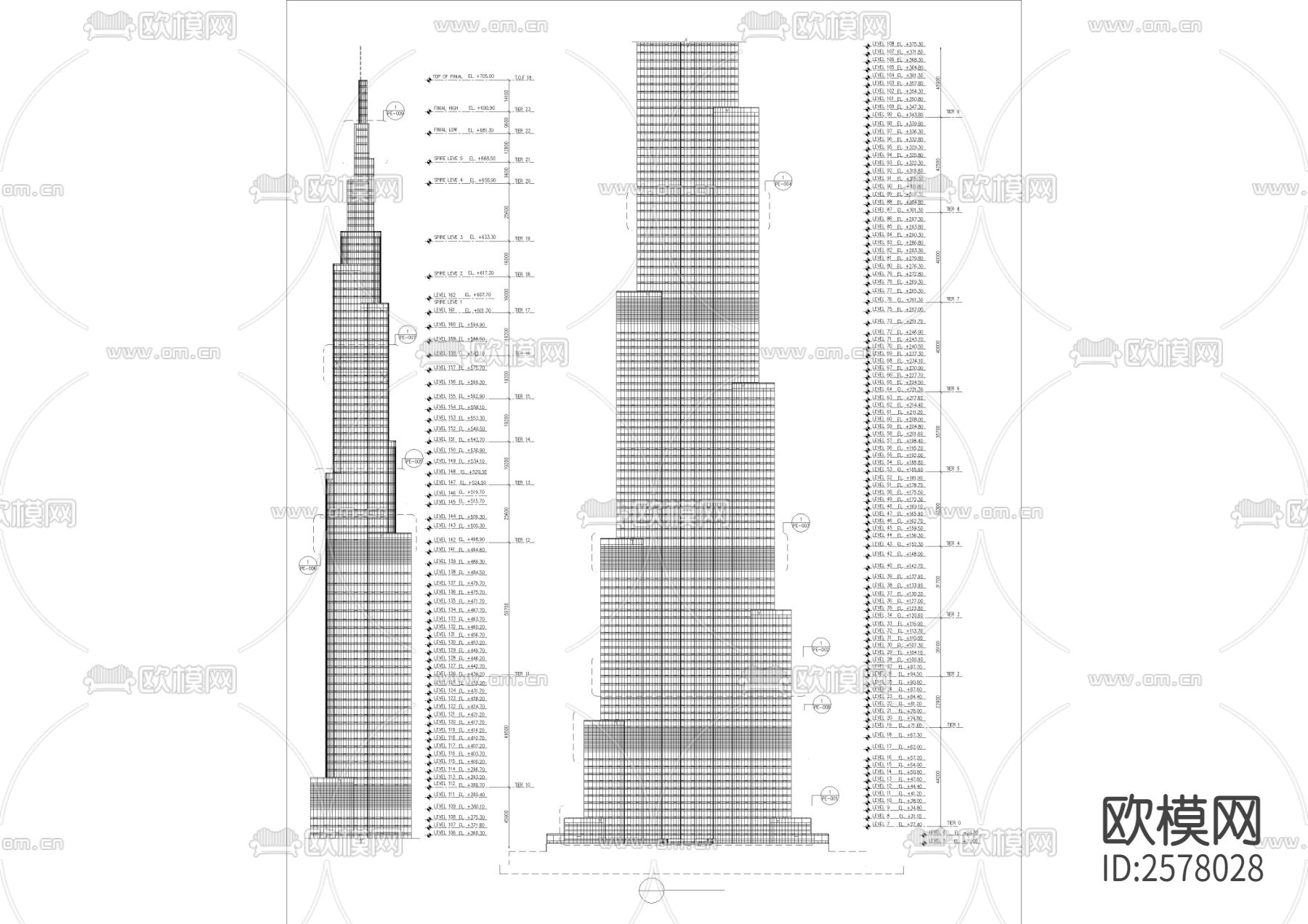 迪拜塔立面节点大样下载（渲染图2）
