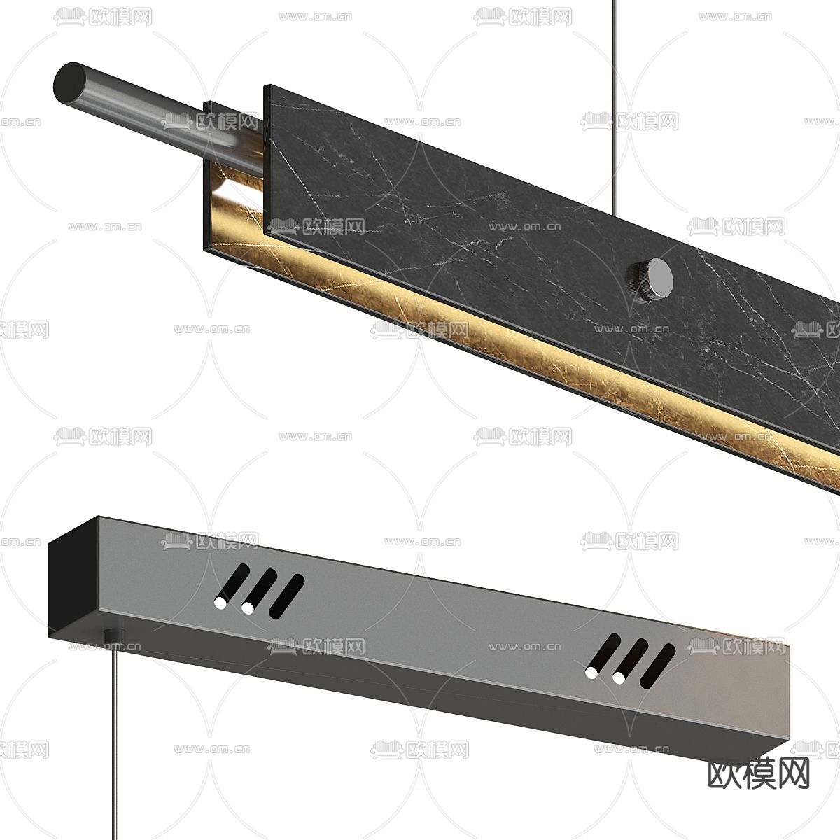 条形吊灯 办公吊灯3d模型下载（渲染图2）