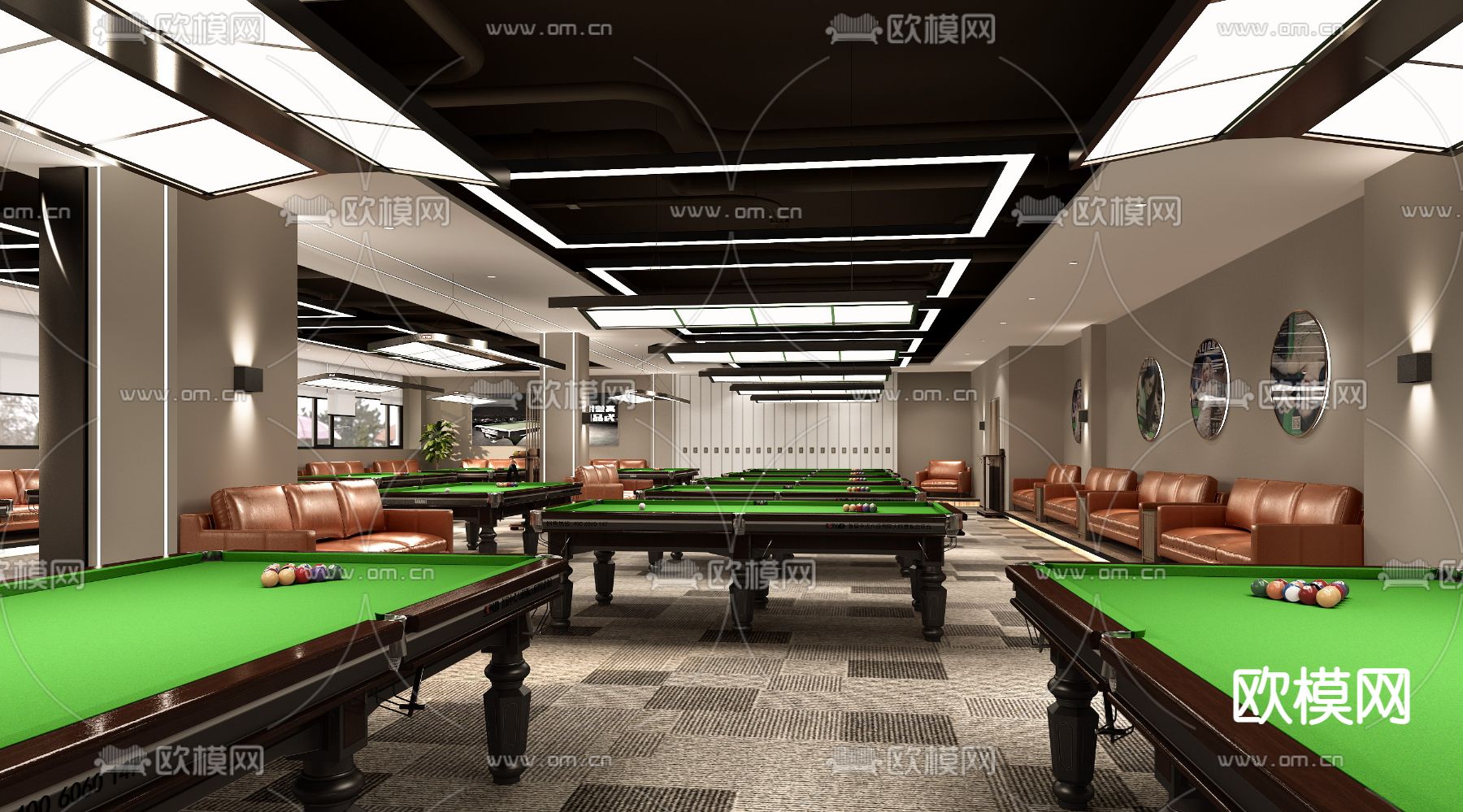 台球室大厅 走廊3d模型下载（渲染图1）