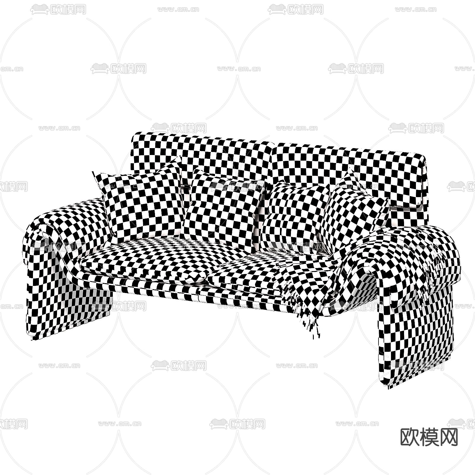 现代双人沙发3d模型下载（渲染图5）