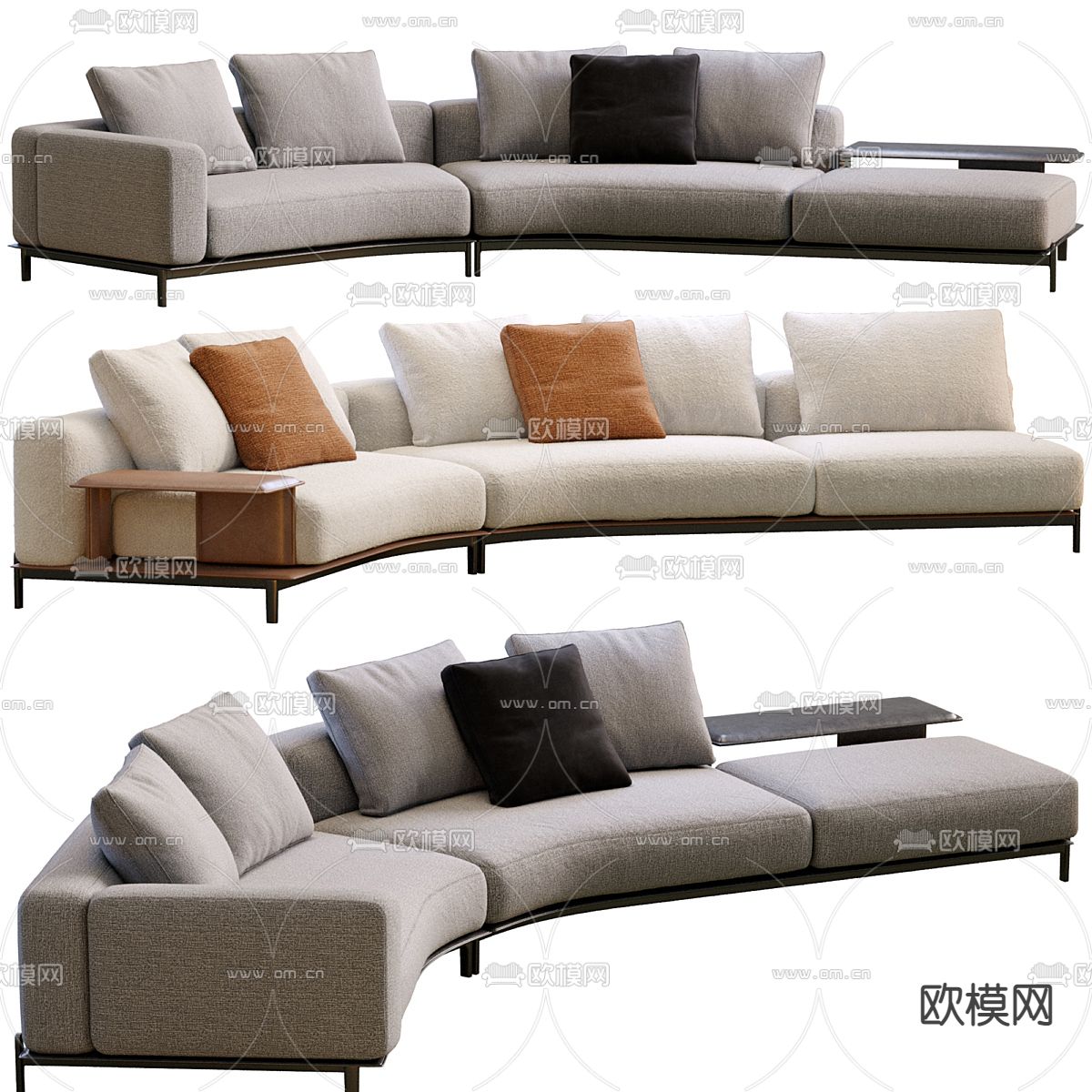 Poliform 弧形沙发 多人沙发3d模型下载（渲染图2）